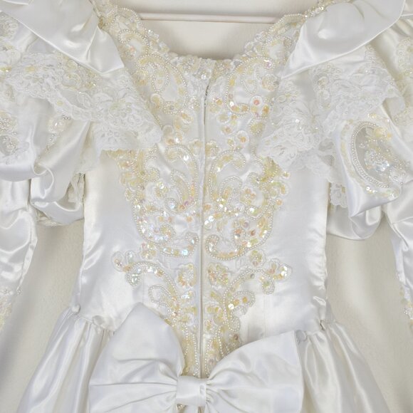 Vintage 80s 90s Wedding Gown Dress Royal Train - 0/2 - Picture 5 of 17